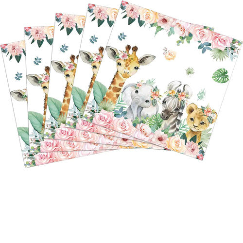 40PCS Wildlife Napkins Safari Baby Shower Decorations Disposable Baby Shower Napkins for Girls Birthday Jungle Themed Baby Shower Safari Themed Baby Shower