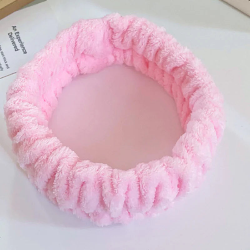 Chic Coral Fleece Elastic Spa Hairband for Women