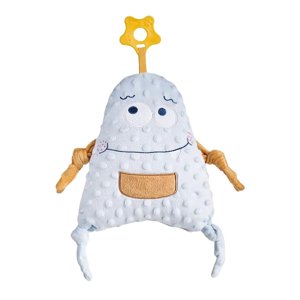 HECCEI Baby Plush Stuffed Animal Soft Toy - Baby Lovey with Teether Textured Ribbons Baby Soft Snuggle Toy Security Baby Lovey Gift for Babies and Newborns Blue