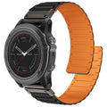 Magnetic watchband Compatible with Garmin Watch Band Silicone Replacement Wristband Strong Magnet link for fēnix/Forerunner/Vivoactive/Approach Tough Accessories (20MM Black Orange)