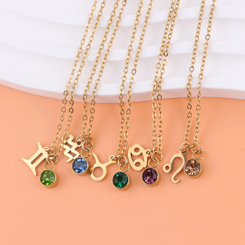 Zodiac Birthstone Gold Necklace
