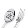 Happy 63rd Birthday Spoon&Fork Gifts Engraved Spoon&Fork Personalized Birthday Gifts for Father Mother Grandpa Grandma Family Elders Friends