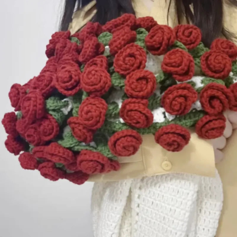 Flower Bouquet Blanket, Finished Rose Blanket, Handmade Weaving