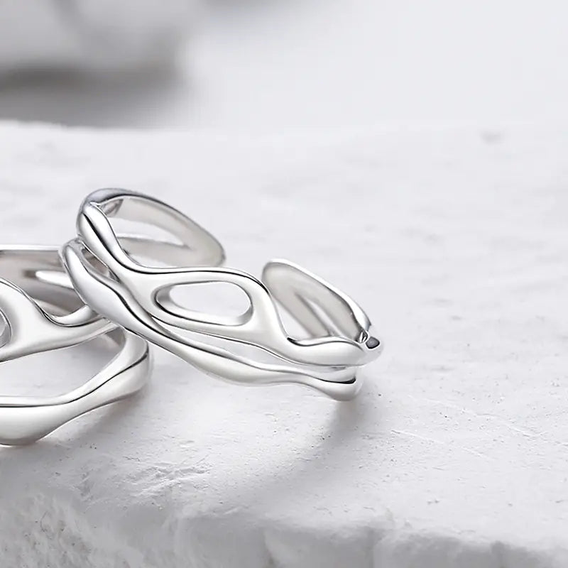 Sterling Silver Hollow Couple Ring
