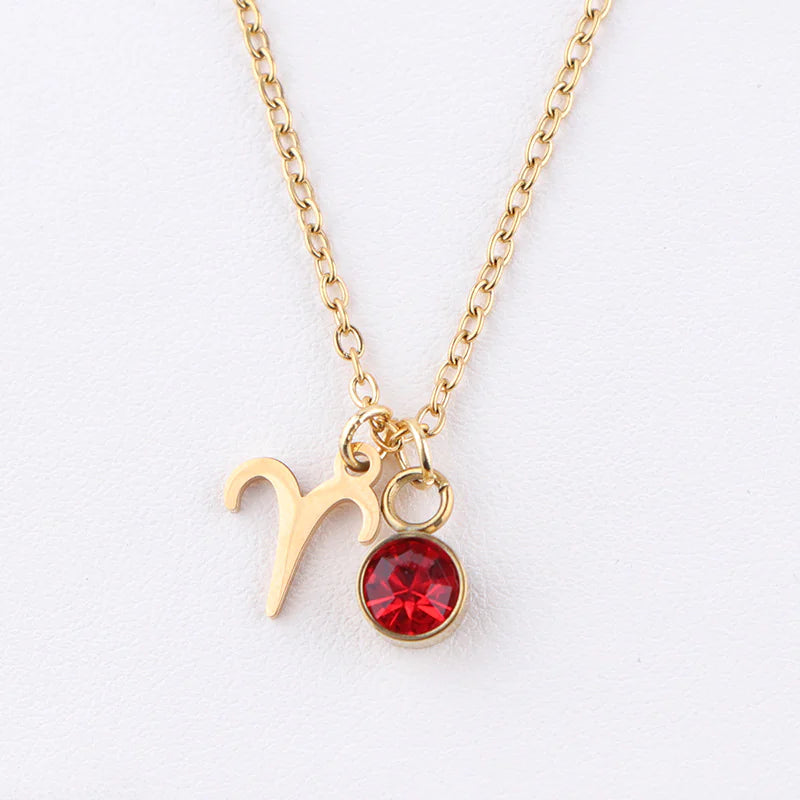 Zodiac Birthstone Gold Necklace