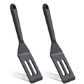 2 Pack Thin Egg Spatula Flipper 9.8 Inch Black Small Omelette Spatula Turner Silicone Heat Resistant Non Stick Cooking Spatula Long Crepe Pancake Spatula for Cooking Omelet Burgers Pizza Steak Crepes