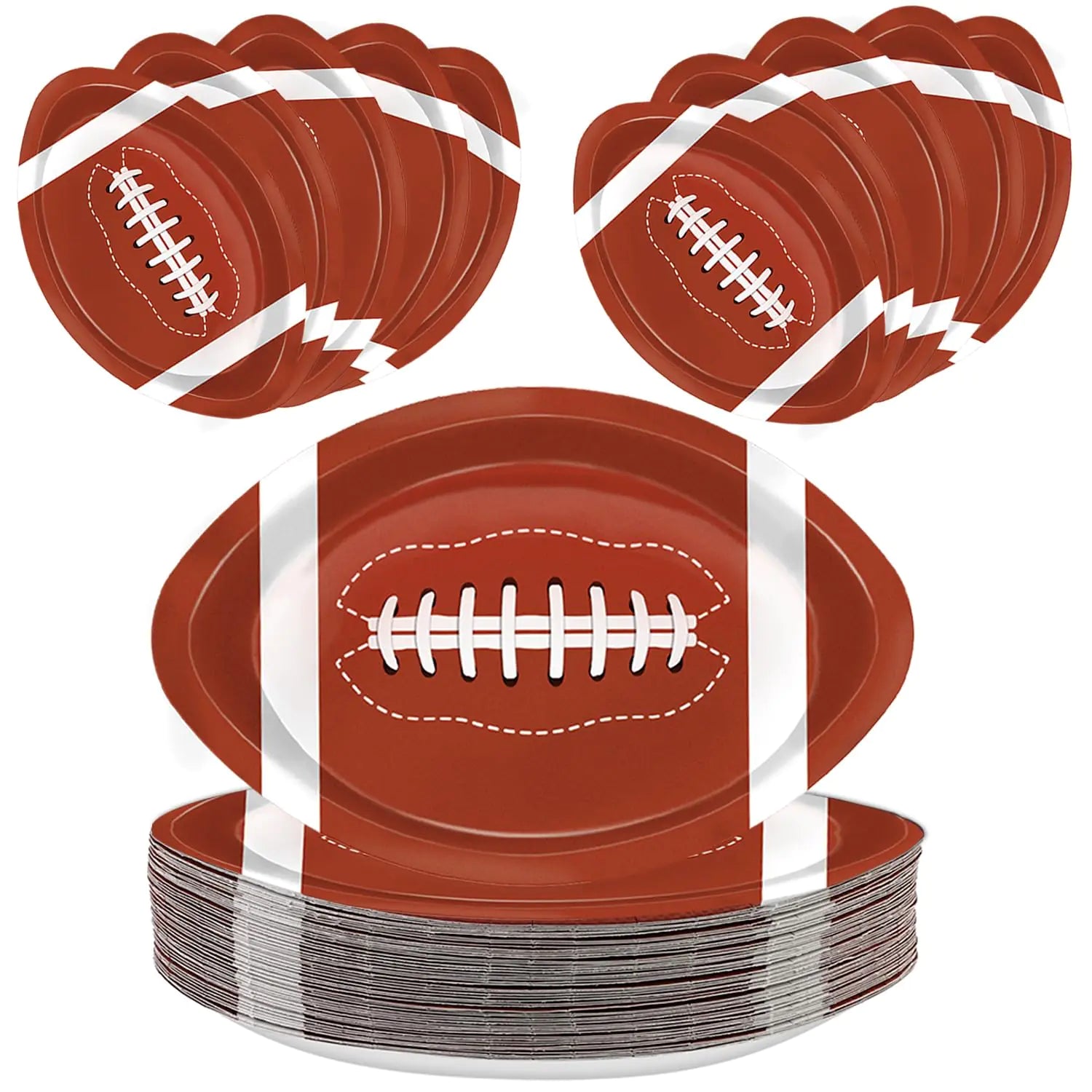 QIYANPAX 50Pcs Football Shaped Disposable Paper Plates Football Plates Football Party Supplies for Football Party Decorations Gameday Tailgate Party Decorations