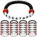 Trnayi 24 Pcs Basketball Bracelets Basketball Party Favors Charm Basketball Bracelet Stackable Clay Beaded Bracelets for Basketball Gifts Teens Team Basketball Party Decoration(Black)