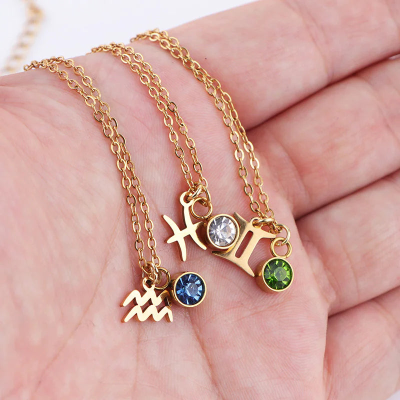 Zodiac Birthstone Gold Necklace