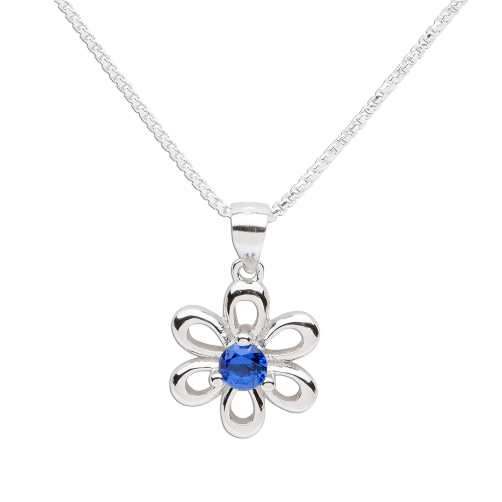 Cherished Moments Sterling Silver Daisy Simulated September Birthstone Necklace