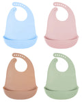 DF DUALFERV 4 pcs Silicone Bibs Baby Bibs Bibs for Baby Girls and Baby Boys Waterproof of Baby Bib Adjustable Toddler Bibs