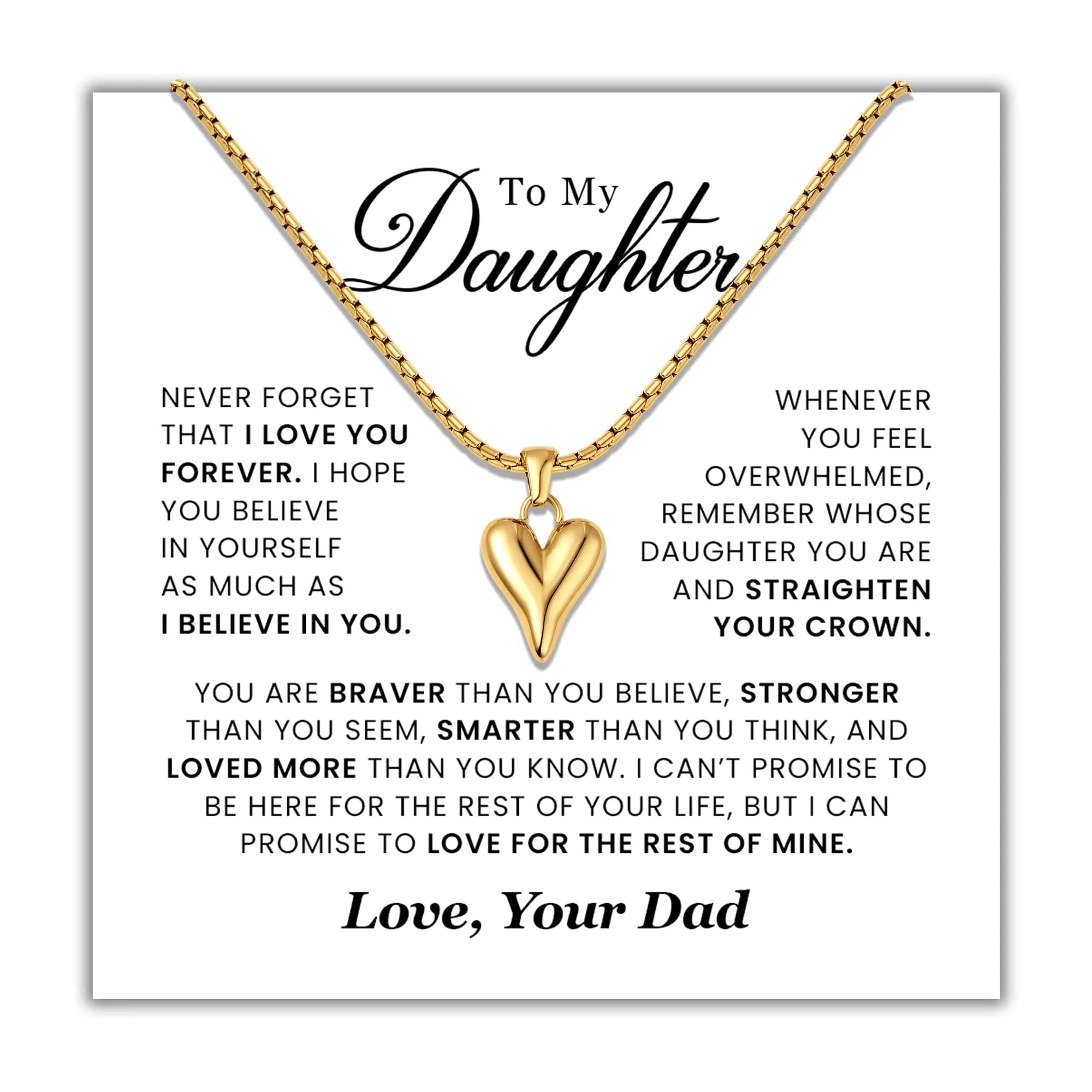 XanXara To My Daughter Necklace from Dad Mom Granddaughter Gifts from Grandma Grandpa To My Granddaughter Necklace Birthday Gift for Granddaughter Mom Necklace Gifts from Son Daughter (Golden Heart To My Daughter)