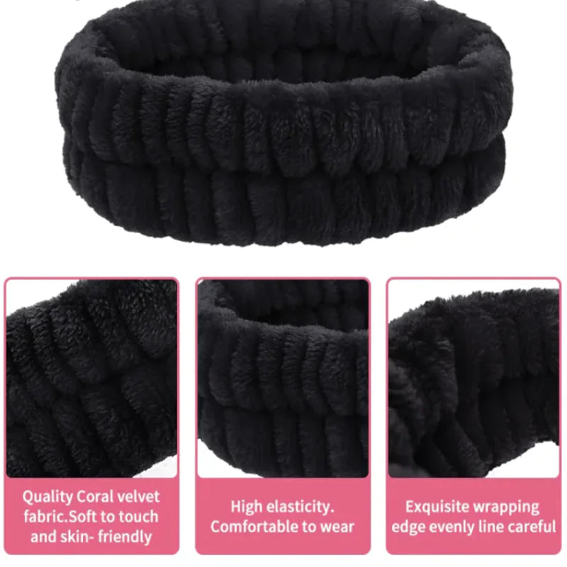Chic Coral Fleece Elastic Spa Hairband for Women