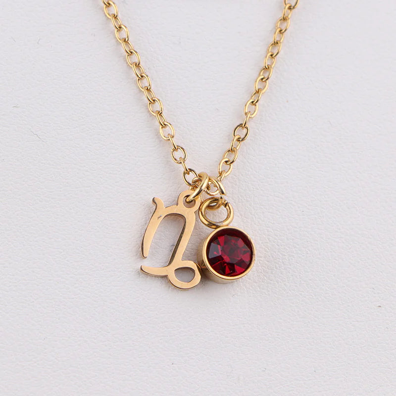 Zodiac Birthstone Gold Necklace