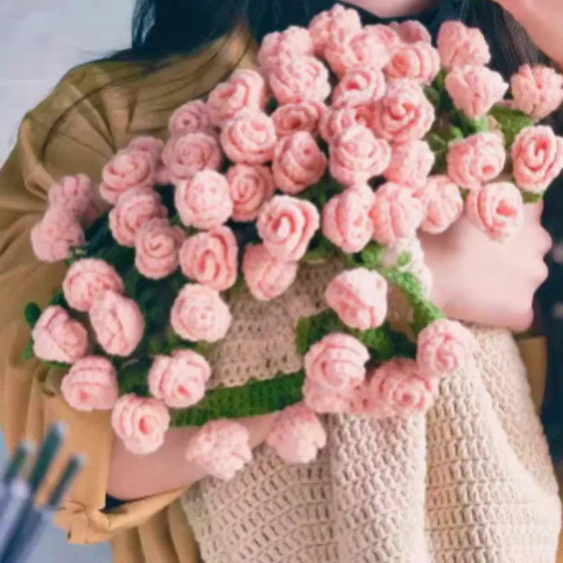 Flower Bouquet Blanket, Finished Rose Blanket, Handmade Weaving
