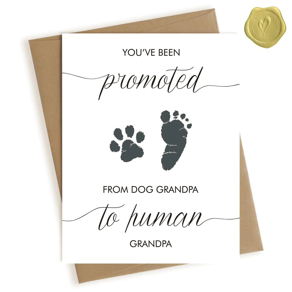 HAMUIERS Pregnancy Announcement for Grandpa Baby Announcement Card for Grandpa Promoted from Dog Grandpa To Human Grandpa