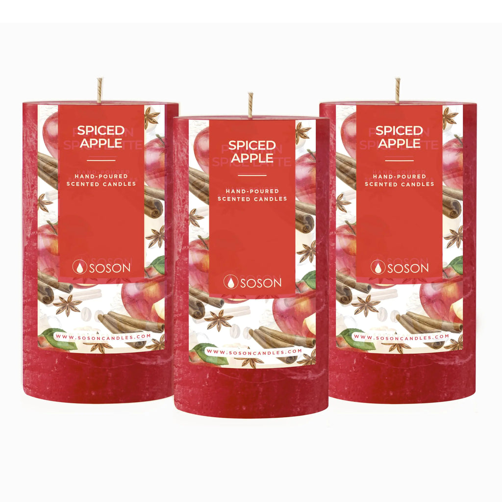Simply Soson Apple Spiced Fall Scented Candle 3x4 inch Set of 3 Cinnamon Candle Apple Cinnamon Candles Scented Candles for Fall Fall Candle for Home Scented Fall Candles