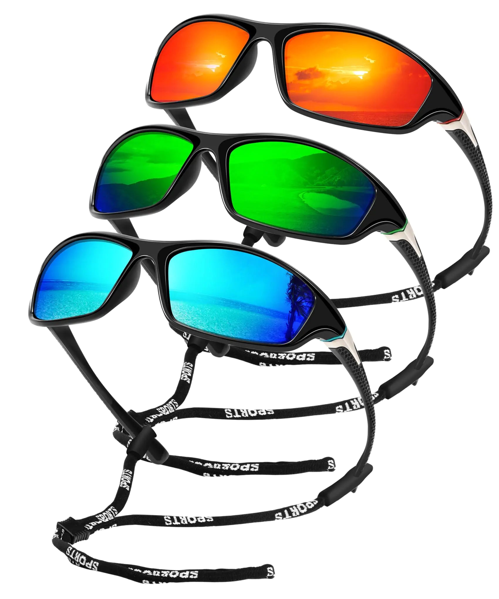 OUKEMAX Polarized Sunglasses-Men Sports Sunglasses: Mens Sunglasses Polarized Running Sun Glasses Driving Fishing 3 Packs