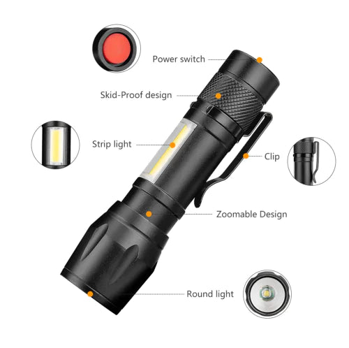 Mini Portable COB LED Flashlight with Aluminum Alloy