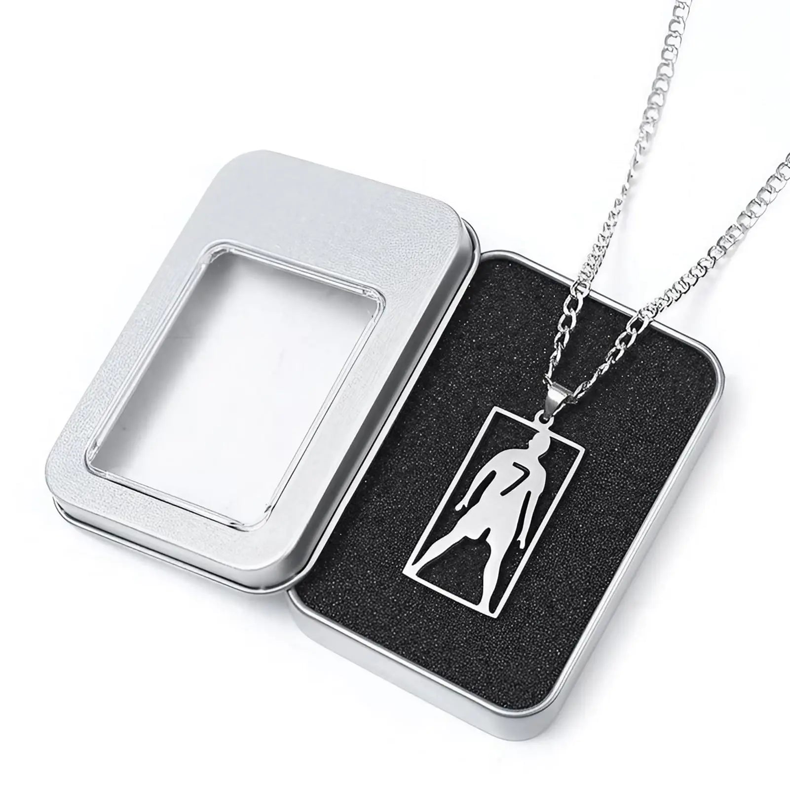 Skaisa Cristiano ronaldo No. 7 Jersey football necklace for Men CR7 necklace Number 7 Soccer Jersey Pendant Silver football chain Soccer Star Commemorative Metal gift box packaging