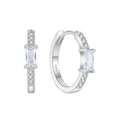 Inpasne Simulated Diamond Huggie Hoop Earrings for Women 925 Sterling Silver Baguette Hoop Earrings April Birthstone Jewelry Gifts for Her