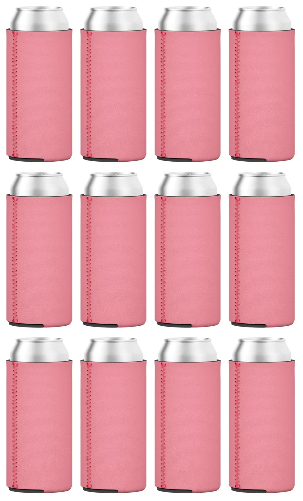 TahoeBay Slim Can Coolers (12-Pack) Blank Neoprene Beer Sleeves (Strawberry)
