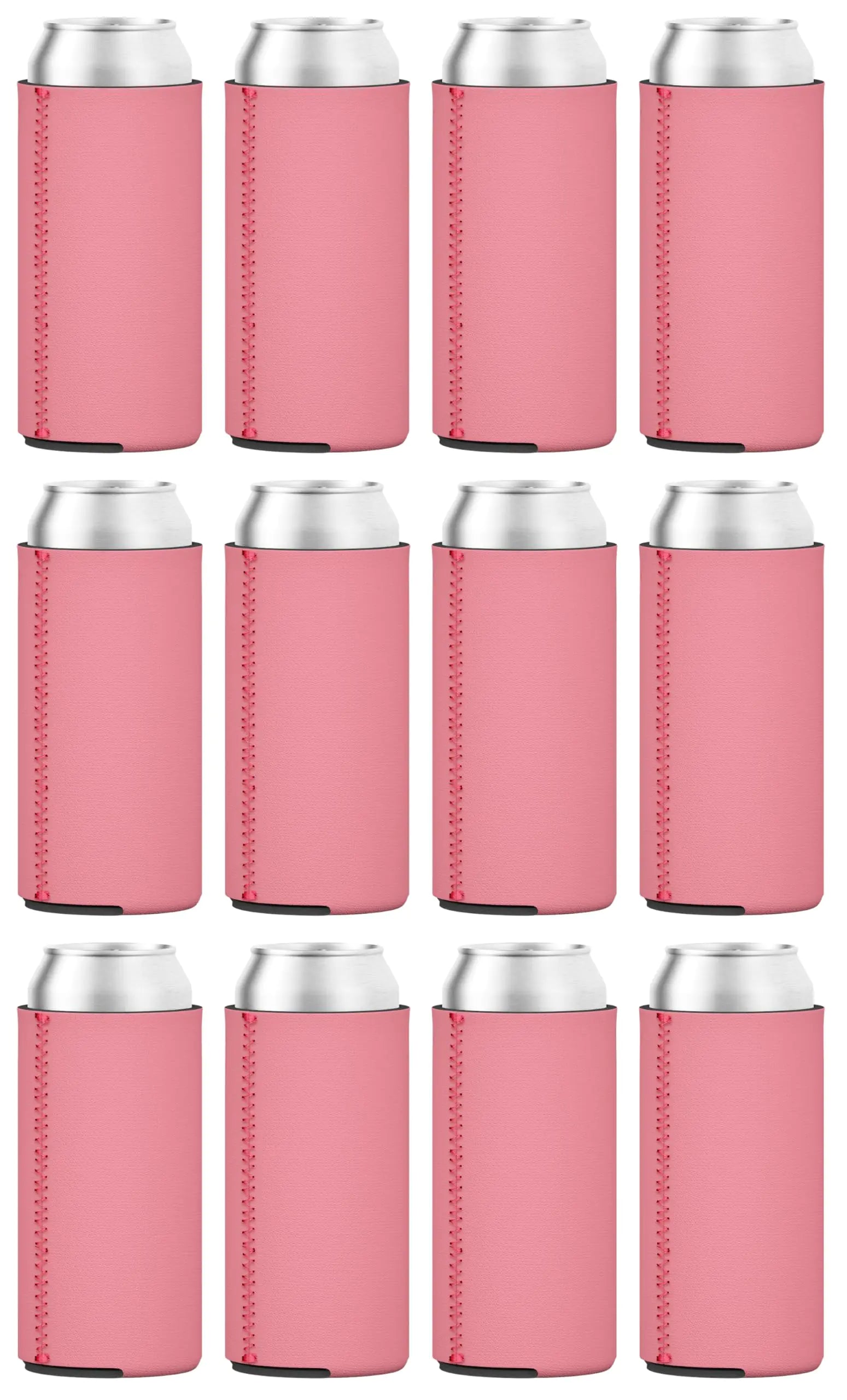 TahoeBay Slim Can Coolers (12-Pack) Blank Neoprene Beer Sleeves (Strawberry)