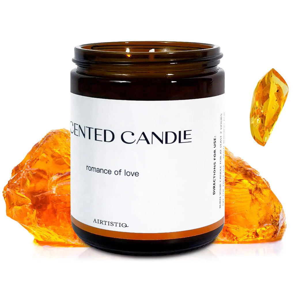 7oz Scented Candles Present Candles for Home Scented Scented Candles Set Him Aromatherapy Candle Gifts Made with Natural Soy Wax & Essential Oils 25 Hour Burn Time (Amber Black)