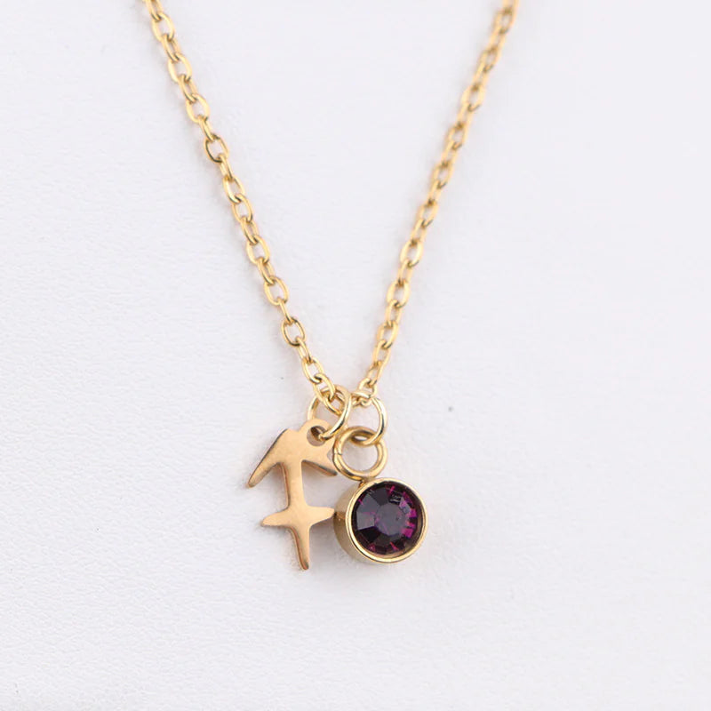 Zodiac Birthstone Gold Necklace