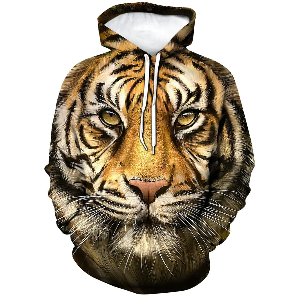 ARORALS Mens Tiger Hoodie Autumn Winter Long Sleeve Pullover Fantasy Animal Theme Sweatshirt Realistic Graphic HoodieYellow2XL