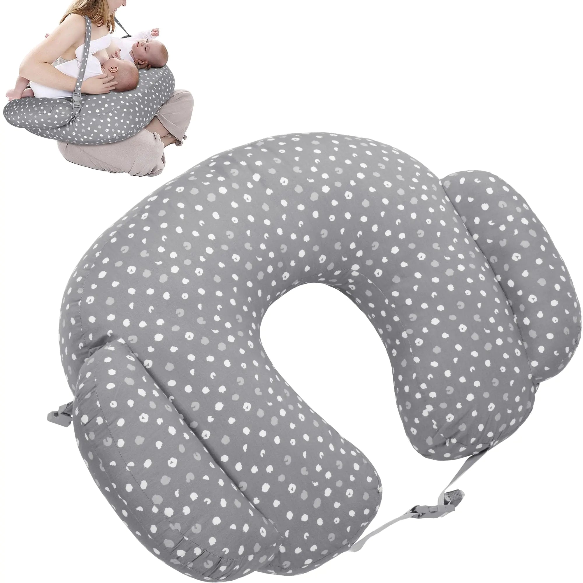 MABOZOO Twin Nursing Pillows for Breastfeeding with Removable CoverAdjustable Waist Strap Breastfeeding PillowBreastfeeding Pillows for More Support for Mom and Baby