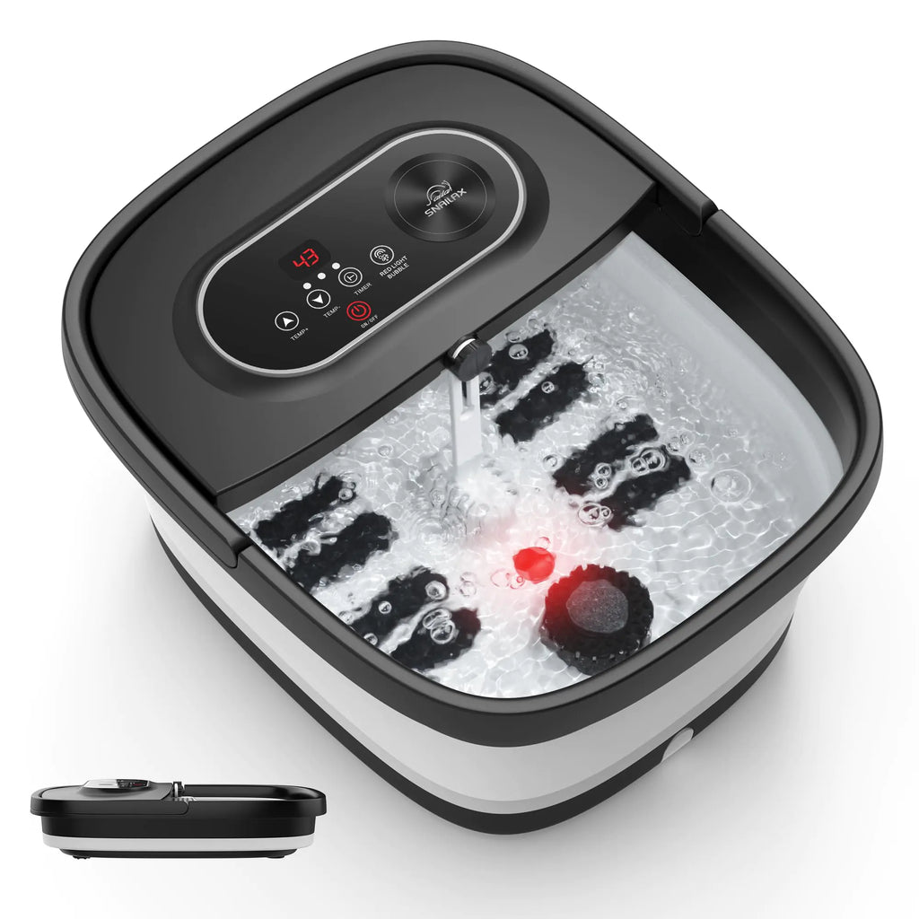 Snailax Collapsible Foot Spa Bath Foot Spa with Heat Foot Spa Bath Massager with 8 Massage Rollers Temperature Control Pumice Stone