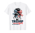 Trump Girl No Apologies Messy Bun Sunglasses Trump 2024 USA T-Shirt