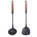 WANGYUANJI IRON SPOON SOUP AND COOKING SPATULA SET, TRADITIONAL CHINESE WOK SPATULA AND LONG WOODEN HANDLE SPOON