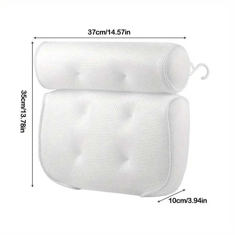3D Mesh Spa Bath Pillow with 6 Suction Cups for Support