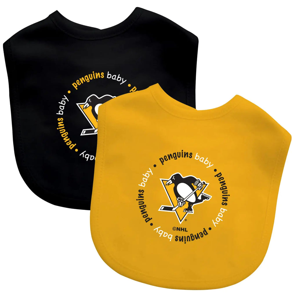 Baby Fanatic Officially Licensed Unisex Baby Bibs 2 Pack - NHL Pittsburgh Penguins Baby Apparel Set