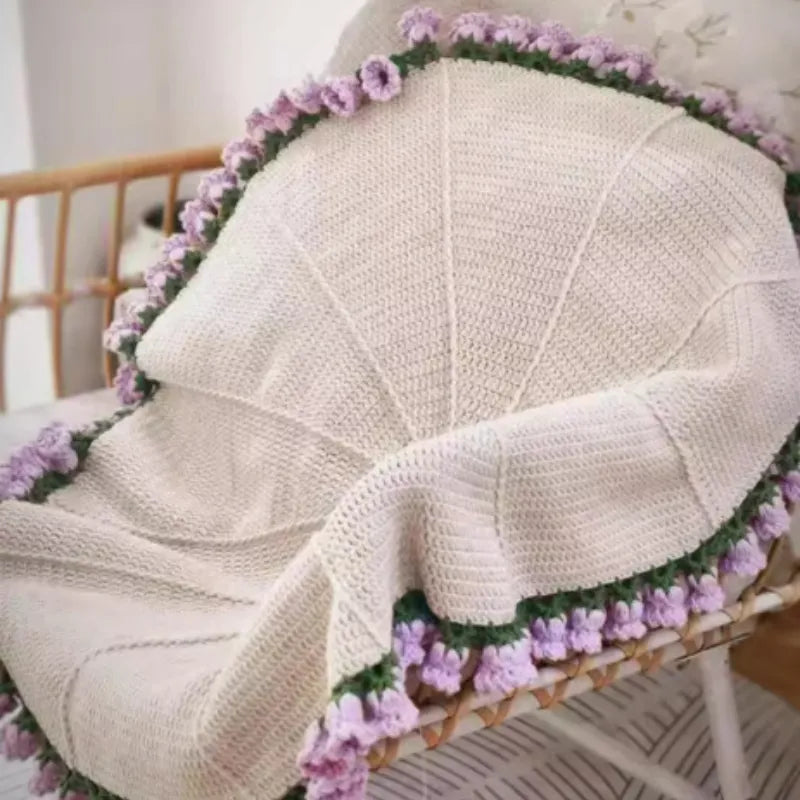 Flower Bouquet Blanket, Finished Rose Blanket, Handmade Weaving
