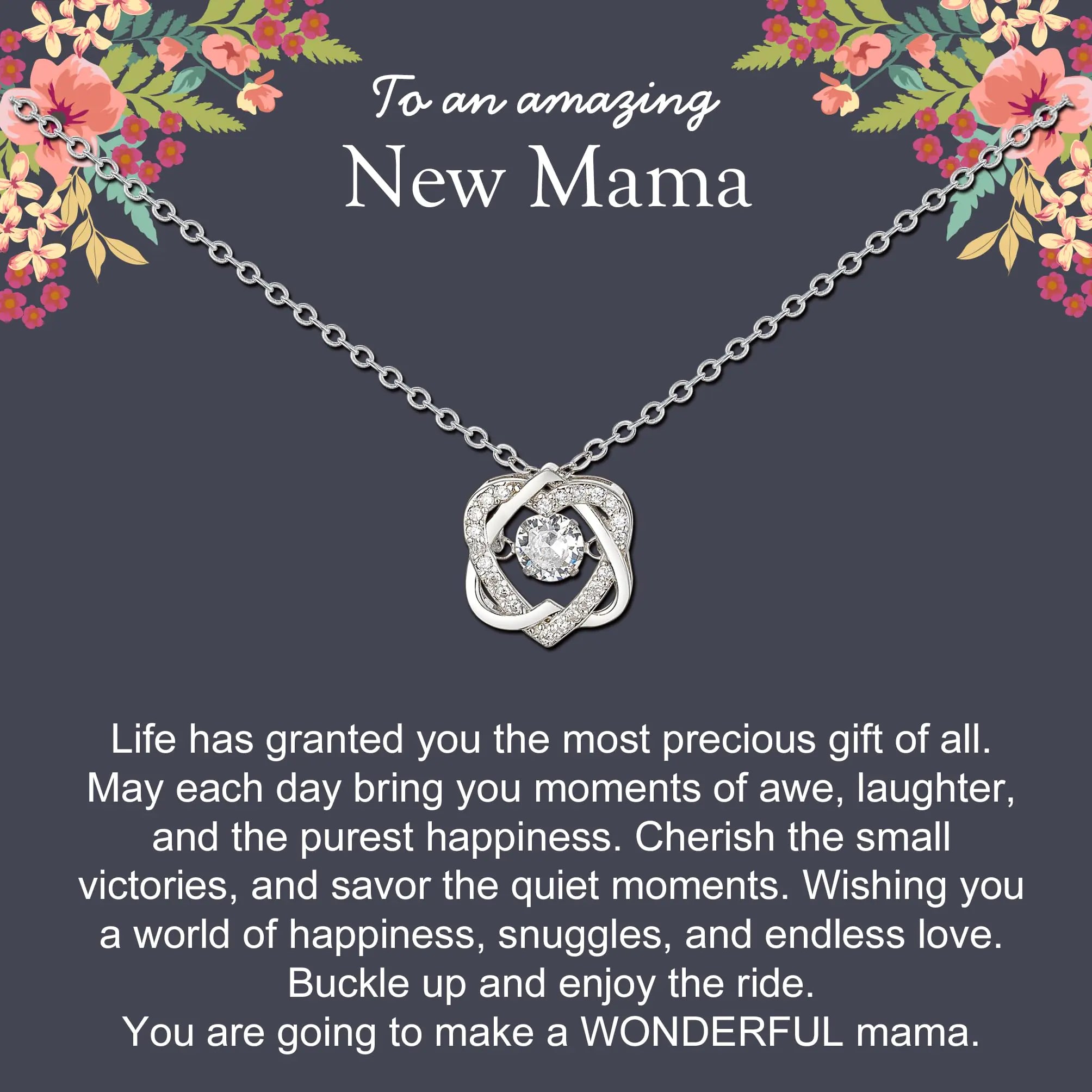 NOURISHLOV New Mom Necklace Sterling Silver 2 Hearts Mama Gifts for Pregnant Daughter First Time Mom Gifts for Expecting Mother Pregnancy Gifts for Mom to Be Mothers Day Christmas Jewelry