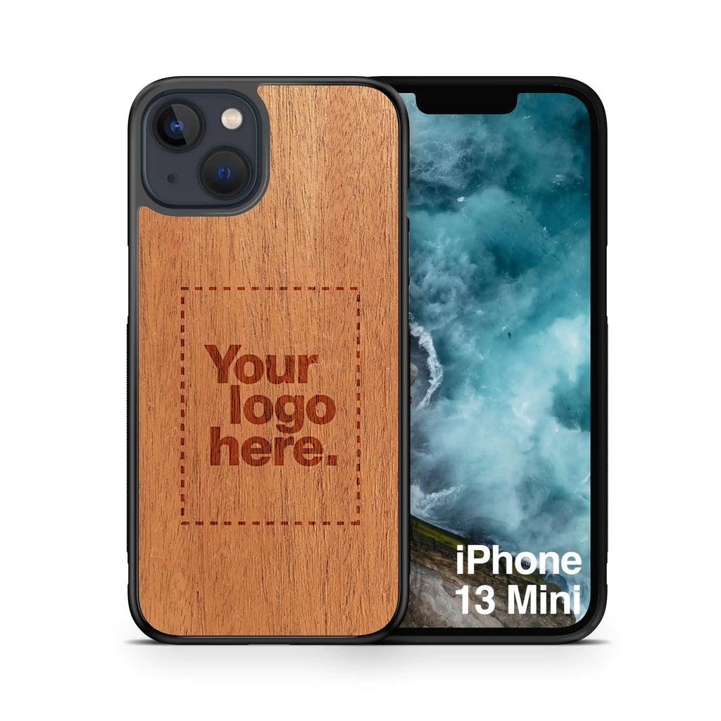 WUDN Custom Wooden Phone Case (Custom Mahogany) Compatible with iPhone 13 Mini