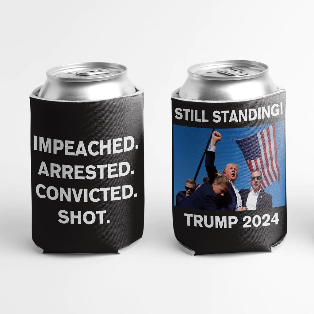 Trump 2024 Can Coolers 12oz Cans or 12-16oz Bottles Printed in USA Trump Fist Photo Design (100)
