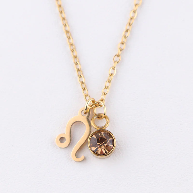 Zodiac Birthstone Gold Necklace