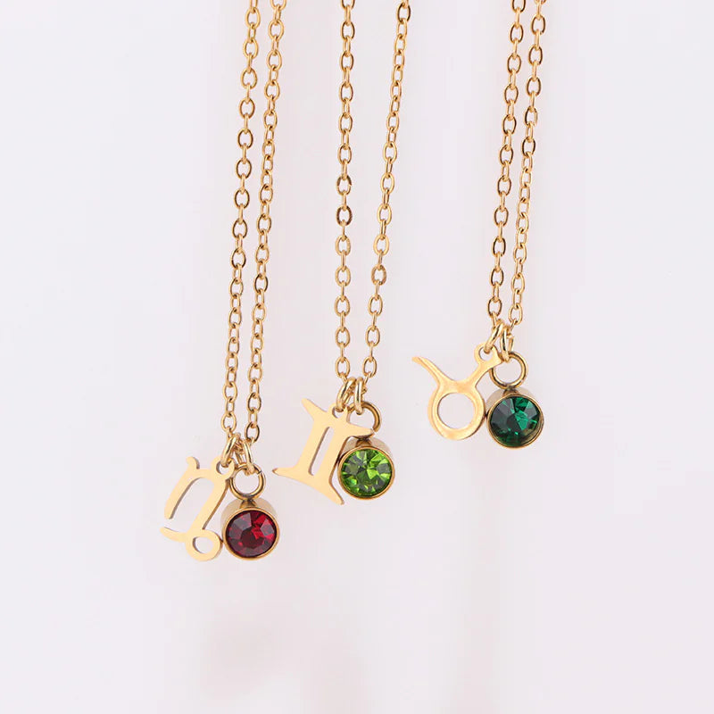 Zodiac Birthstone Gold Necklace