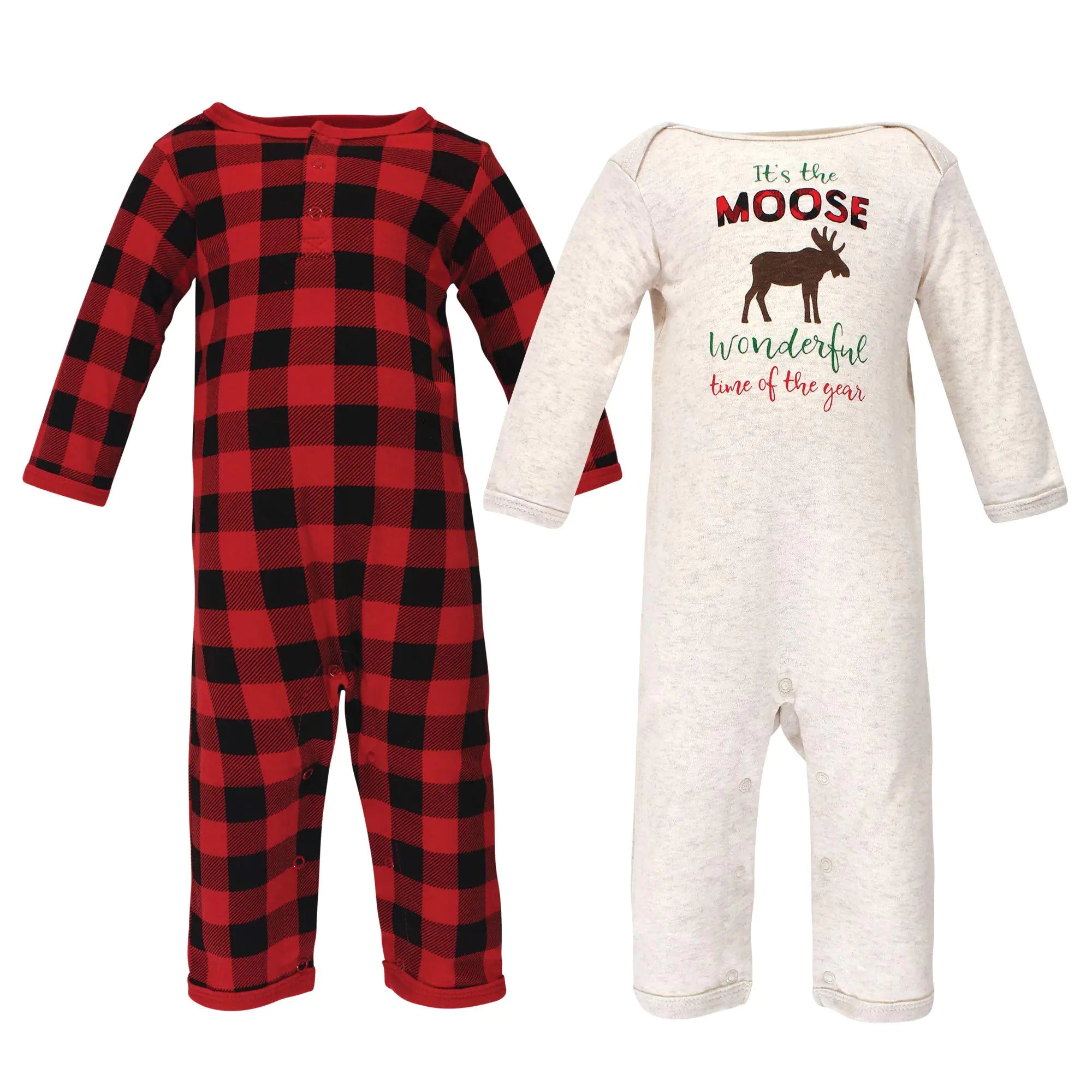 Hudson Baby Holiday Pajamas Moose Wonderful Time Baby 0-3 Months
