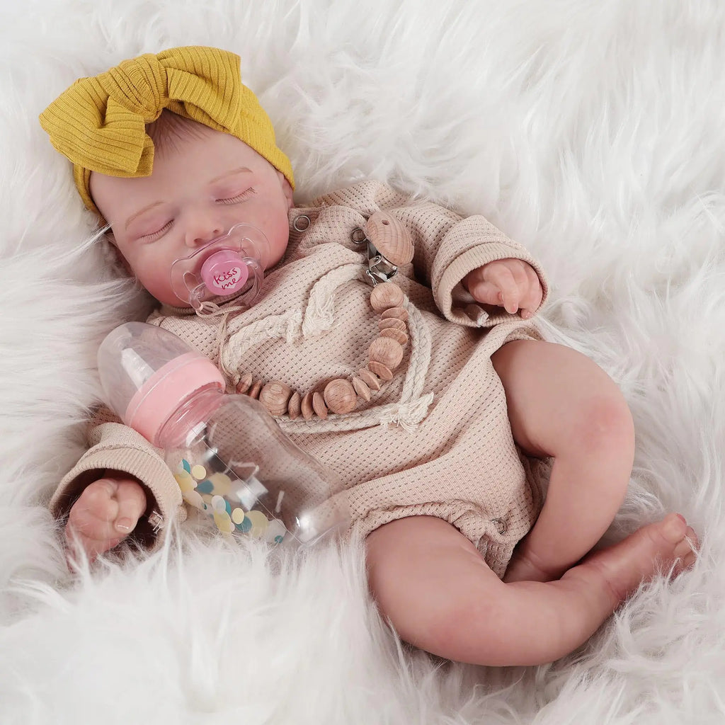 FANCCI Reborn Baby Dolls Sleeping 18 Inch Realistic Baby Doll Full Vinyl Lifelike Baby Dolls Real Life Baby Dolls Birthday Toys for Kids Age 3+ (TwinA)