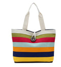 Striped Canvas Shoulder Tote Bag