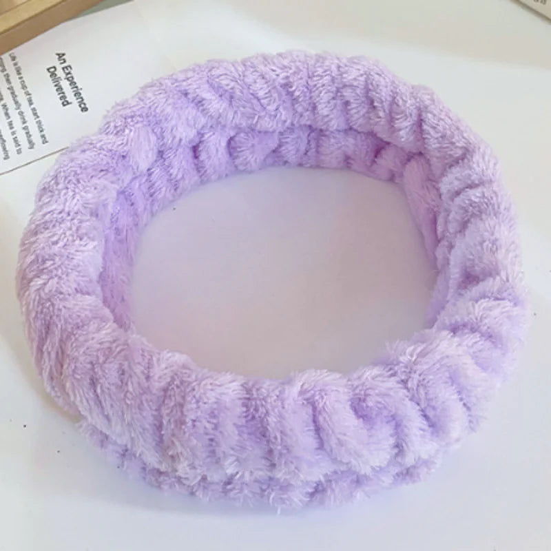 Chic Coral Fleece Elastic Spa Hairband for Women
