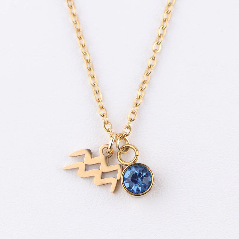 Zodiac Birthstone Gold Necklace