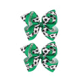 Soccer Hair Accessories Soccer Hair Bows Soccer Ball Bow，Soccer Ribbon Bow Hair Clips ，bows Hair Accessories for girls.A (green)
