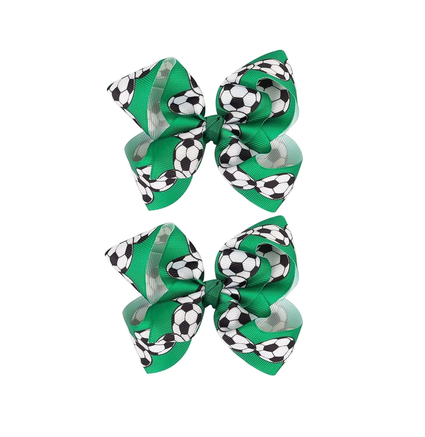 Soccer Hair Accessories Soccer Hair Bows Soccer Ball Bow，Soccer Ribbon Bow Hair Clips ，bows Hair Accessories for girls.A (green)