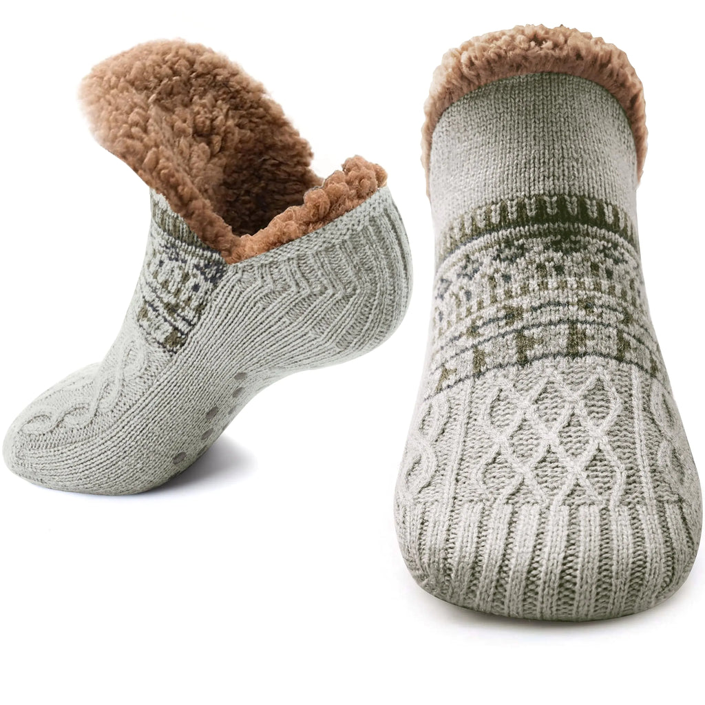 Stocking Stuffers for Adults Men Him: Fuzzy Slipper Socks with Grips Winter Thick Warm Cabin Thermal Socks Comfy Non Slip Christmas Gifts for Men Husband Dad Grandpa Him Boyfriend Cozy Holiday Gifts